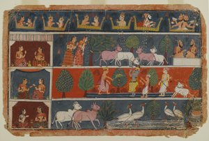 Seite aus einer verstreuten Bhagavata Purana Serie, ca. 1680