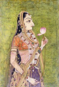 Porträt einer Dame mit Lotus von Indian School