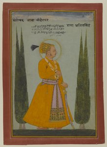 Posthumes Porträt von Maharaja Ajit Singh von Marwar, 1762 von Indian School