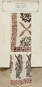 Bedrucktes Baumwoll-Palampore- oder Bettbezugsmuster aus Masulipatam in Madras, aus The Collection of the Textile Manufacturers of India, von John Forbes Watson, veröffentlicht 1866 von Indian School