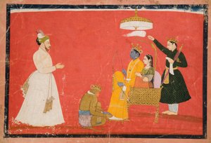 Rama und Sita auf dem Thron, ca. 1750 von Indian School