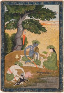 Rama mit Sita und Lakshmana im Wald, aus dem Ramayana, ca. 1790 von Indian School