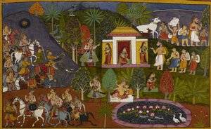 Rāma erfährt, dass Dandas Fluch die Region in eine leblose Wüste verwandelte, genannt Dandaka von Indian School