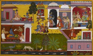 Rāma kehrt nach Ayodhya zurück und plant das Rajasuya-Opfer, aber Bharata rät ihm ab von Indian School