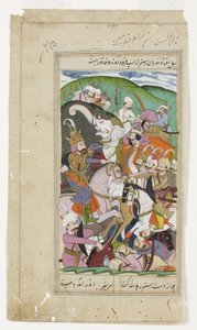 Rustam fängt den Khaqan von China mit einem Lasso und zieht ihn von seinem weißen Elefanten, ca. 1790