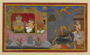 Rāvaṇa sieht Hanumans Reise; Brahmās Hindernisse scheitern, ihn aufzuhalten von Indian School
