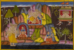 Ravana ergreift Vedavati, die ihn verflucht und schwört, seinen Untergang als Sita zu verursachen von Indian School