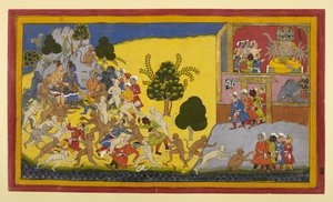Rāvaṇas Spione werden von Affen vereitelt und kehren besiegt zurück von Indian School