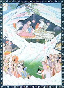 Die Heilige Familie von Shiva und Parvati auf dem Berg Kailash