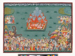 Das Sati von Ramabai, Frau von Madhavrao Peshwa, ca. 1772-75 von Indian School