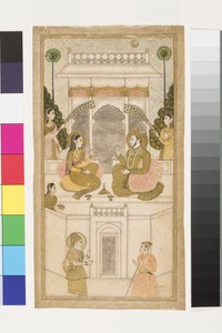 Der Sultan von Golconda, Quli Qutb Shah, sitzt mit seiner Gemahlin, 1700-25 von Indian School