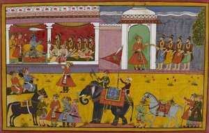 Die Asketen suchen Rāmas Hilfe gegen Lavana, der eine mächtige Waffe von Śiva missbraucht, um ihnen zu schaden von Indian School