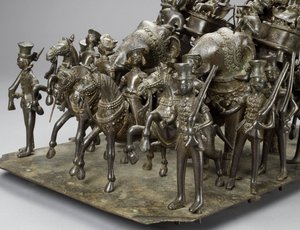 Der Zug des Königs von Oudh reitet mit dem britischen Residenten auf Elefanten, ca. 1820 (Detail) von Indian School