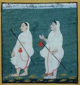 Zwei Jain-Asketen mit verfilztem Haar (jati) Religiöse Bettler, Udaipur, ca. 1810-20