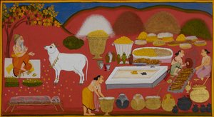 Vasistha ruft Shabala, um ein großes Fest für Vishvamitra vorzubereiten von Indian School