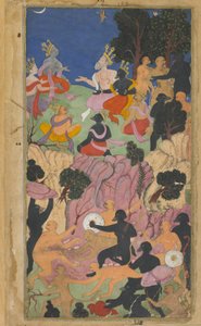 Bd.2 Bl.194 Rama berät sich mit den Vanara-Häuptlingen auf dem Berg Suvela von Indian School