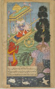 Ravana ergreift den Wagen Puspaka von Kuvera von Indian School