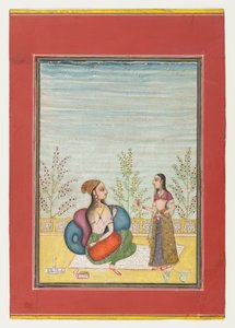 Frau und Dienerin, ca. 1700-10 von Indian School