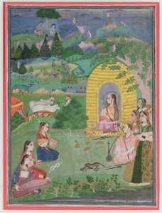Yoginis (weibliche hinduistische Asketen) in einer Landschaft, Bikaner-Schule von Indian School