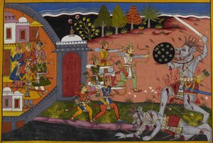 Śatrughna tötet Lavana, wird von den Göttern gelobt und erhält das Königreich Madhu von Indian School