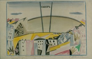 Bühnenbild für die Tragödie Wladimir Majakowski von V. Majakowski von Iosiph Solomonovich Shkolnik