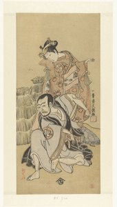 Schauspieler Nakamura Utaemon I und Arashi Hinaji im Stück Kiyomizu Seigen