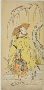 Der Schauspieler Arashi Otohachi I als Numataro, der Gefolgsmann von Utou Yasukata, im zweiten Teil des Stücks Kogane no Hana Gaijin Aramusha, aufgeführt im Nakamura-Theater ab dem ersten Tag des elften Monats von Ippitsusai Bunchō