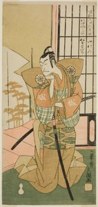 Der Schauspieler Matsumoto Koshiro III als Akita Jonosuke im Stück Kawaranu Hanasakae Hachi no Ki, aufgeführt im Nakamura-Theater im elften Monat, 1769 von Ippitsusai Bunchō