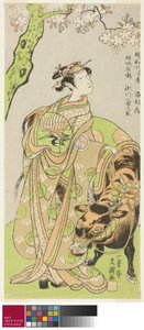 Der Schauspieler Segawa Kikunojo II als Kurtisane Maizuru im Stück Furisode Kisaragi Soga