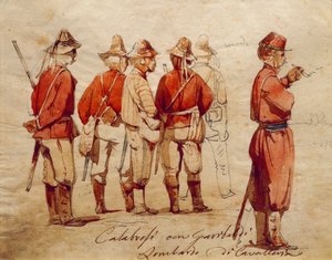 Kalabrische Soldaten während der Expedition der Tausend von Ippolito Caffi