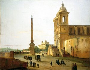 Italien, Rom, Kirche der Dreifaltigkeit auf dem Berg und Sallustischer Obelisk von Ippolito Caffi