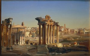 Italien, Rom, Blick auf das Forum Romanum mit dem Saturntempel von Ippolito Caffi von Ippolito Caffi