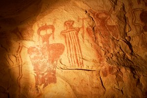 Felsbild um den Thompson Canyon. Die Tafeln sind im Barrier Canyon Stil, 2005