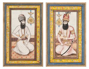 Porträts von Karim Khan Zand und Nadir Shah, Qajar Iran