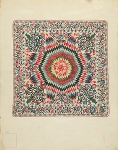 Patchwork- und Applikationsdecke von Irene Schaefer
