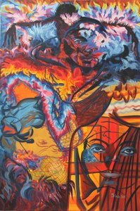 Feuer dahinter