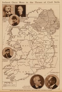 Karte von Irland mit den unionistischen Grafschaften von Ulster von Irish School