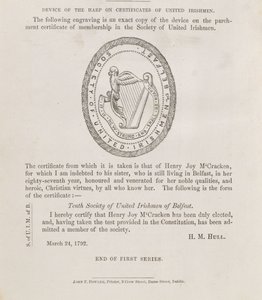 Das Siegel der Gesellschaft der Vereinigten Iren von Belfast, ca. 1792