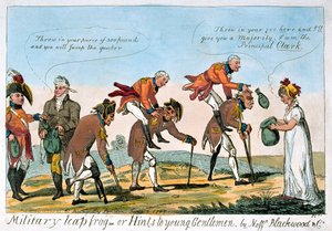 Militärisches Bockspringen, oder Hinweise für junge Herren von Isaac (after) Cruikshank