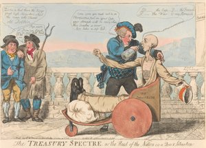 Das Schatzamt-Spektakel oder das Staatsoberhaupt in einer seltsamen Lage von Isaac Cruikshank