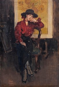 Eine elegante Dame vor den Sonnenblumen von Vincent van Gogh, ca. 1916-20 von Isaac Israels