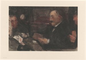 Kartenspielende Herren im Café