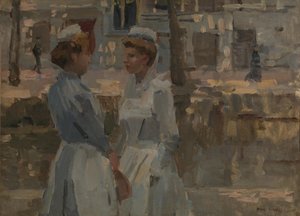 Zwei Dienstmädchen an einem Kanal von Isaac Israels