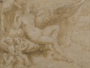 Leda und der Schwan von Isaac Oliver