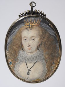 Porträt von Lucy Russell, Gräfin von Bedford, ca. 1608-16 (Aquarell auf Pergament mit Gold und Silber in einem versilberten Rahmen)