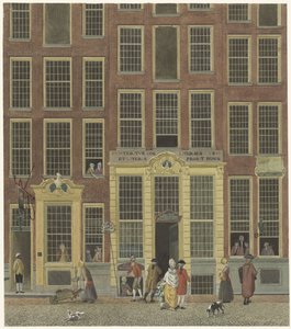 Die Buchhandlung und das Lotteriebüro von Jan de Groot in der Kalverstraat in Amsterdam