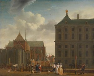 Die Nieuwe Kerk und das Rathaus am Dam in Amsterdam von Isaac Ouwater