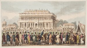 Die Doncaster-Rennbahn während des großen St. Leger-Rennens, 1824, aus The English Spy, veröffentlicht 1824 von Isaac Robert Cruikshank