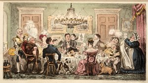 Liston und die Lämmer oder das Bürgerdinner, aus The English Spy von Isaac Robert Cruikshank