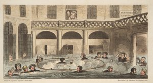 Öffentliches Baden in Bath oder Lebendig bestreut, aus The English Spy, veröffentlicht 1824
